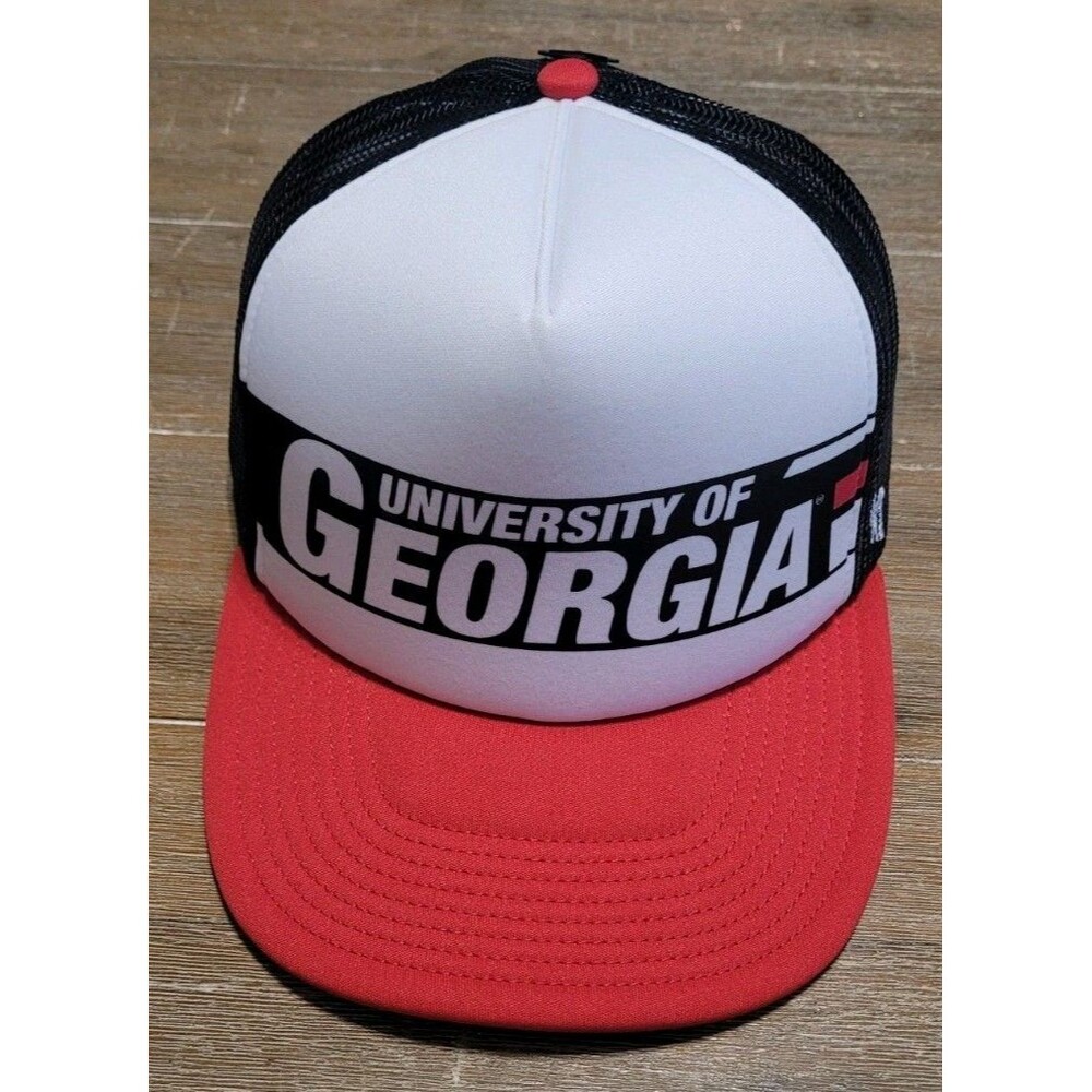 '47 Brand Georgia Bulldogs Hat Mens White Snapback Trucker Cap Block Letter NEW